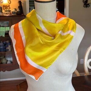 Vera Neumann vintage Colorblock Stripe Silk Scarf - Yellow, Orange, Pink